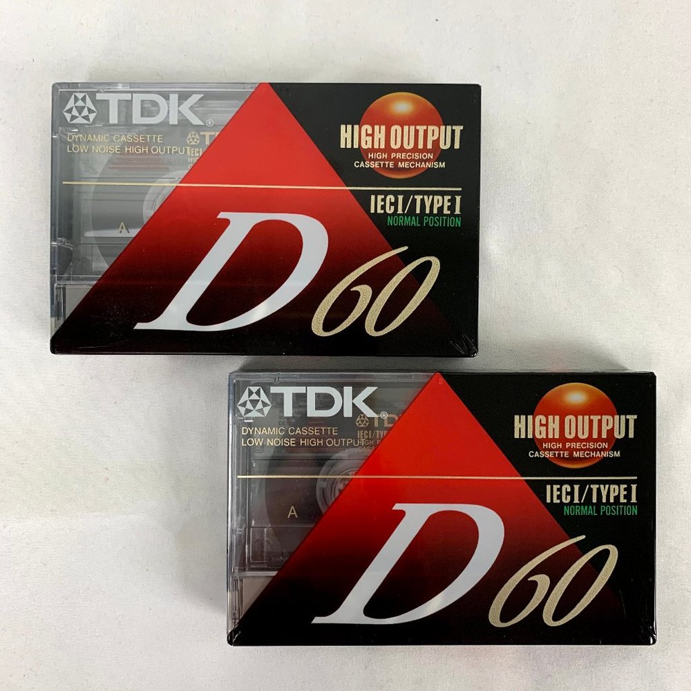 2 New Sealed TDK D60 Cassette Tapes High Output